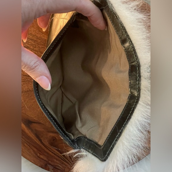 COACH Brown Leather & Shearling SOHO Wristlet